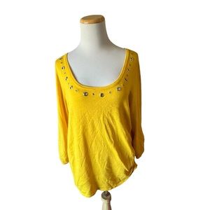 Yellow sweater with studs. Size XL